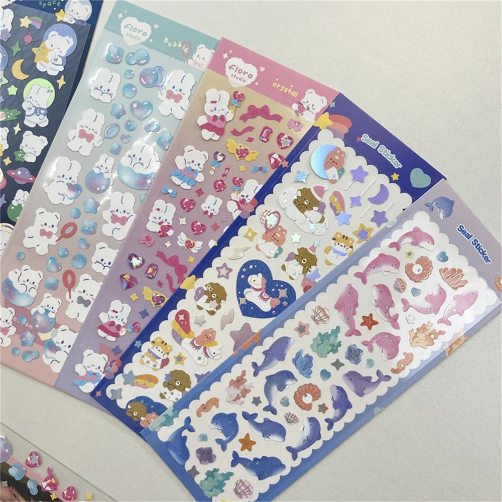 Kawaii наклейка в форме животных Лазерная горячая штамповка DIY Скрапбукинг коллаж