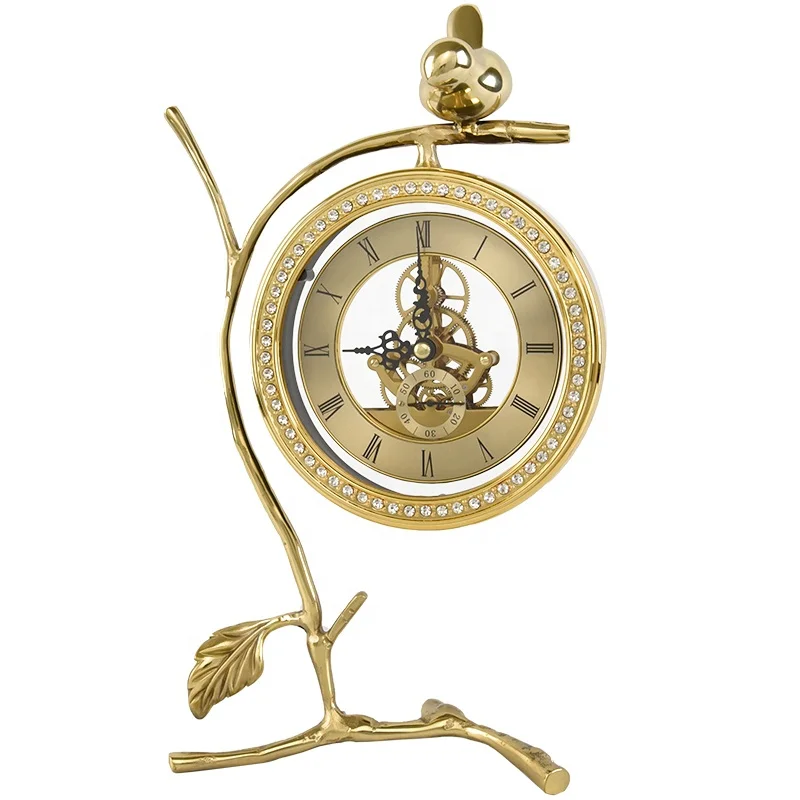 

Настольные часы из чистой меди, кварцевые часы с аккумулятором, высококачественные часы с изысканным механизмом ручной работы SCD