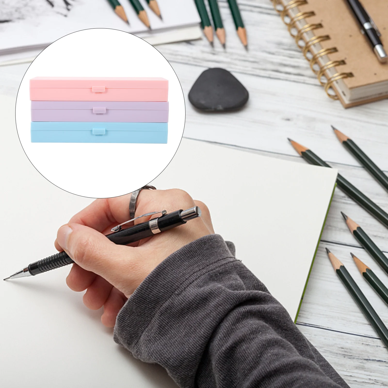 

Casebox Stationery Pen Holder Translucent Storage Portable Holdersbasic Organizer Container Transparent Item Small Students