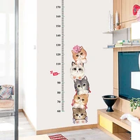 wall stickers height measurement for childrens room wall decoration cartoon cat decals diy waterproof removable posters