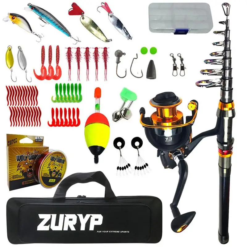 

Telescopic Fishing Gear Set Telescopic Fishing Kit With Reel And Gear Ready-to-go Fishing Equipment Portable Rod Tackle Combos