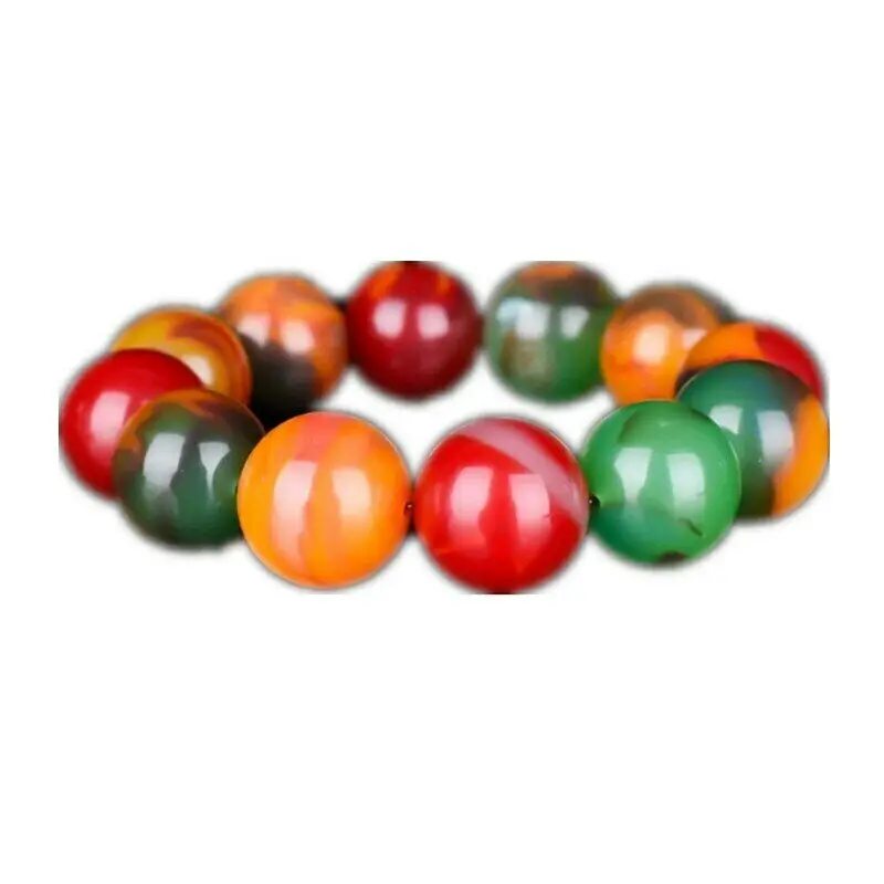 

Natural multicolour Jade Bracelet Random color Men Jewelry 18mm Round Beads Jadeite Jewelry Fashion Amulet Men Women Gifts