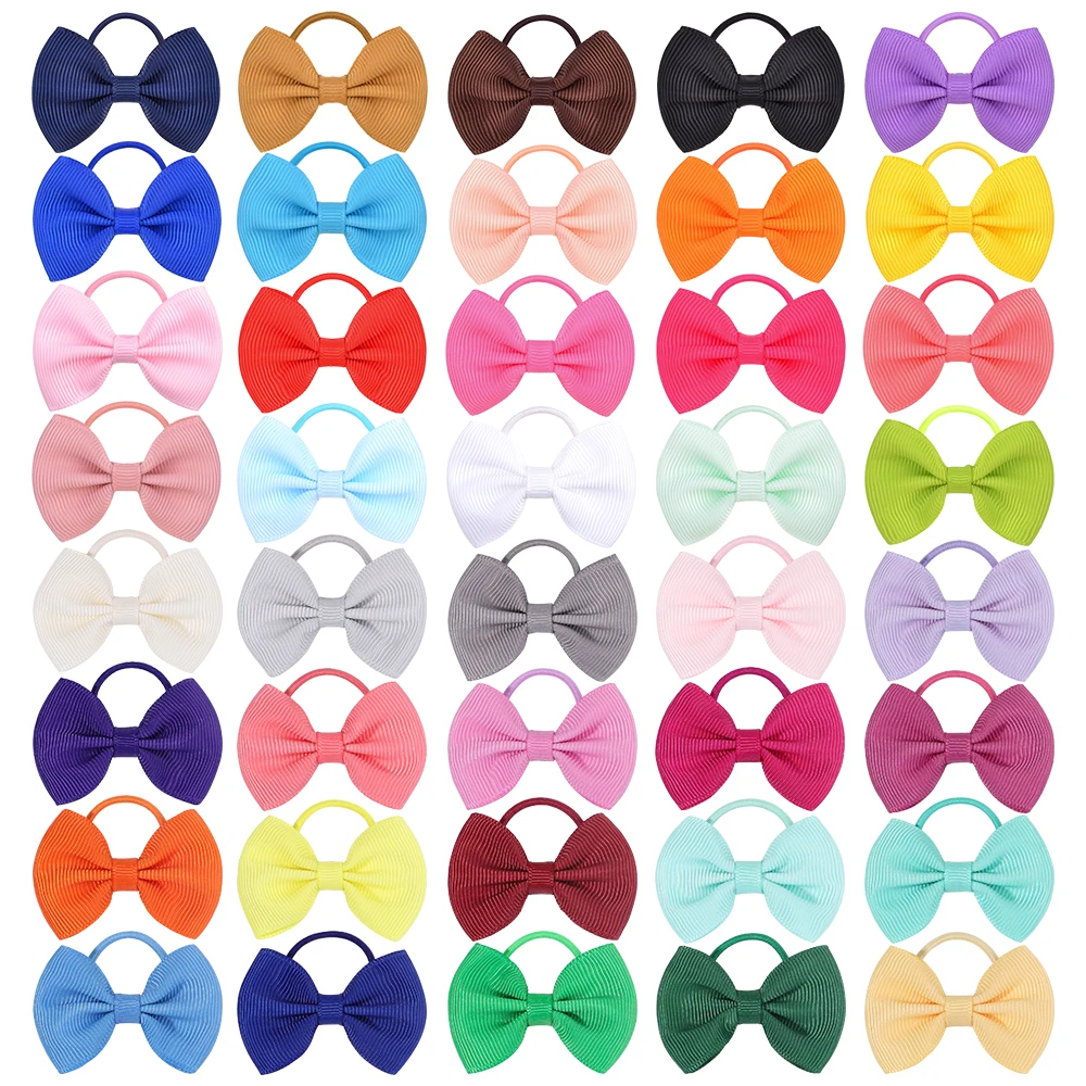 

Wholesale 2'' Grosgrain Ribbon Solid Color Bows Elastic Hair Band For Kids Girls Candy Color Kids Bows Headwear Hair Accessories