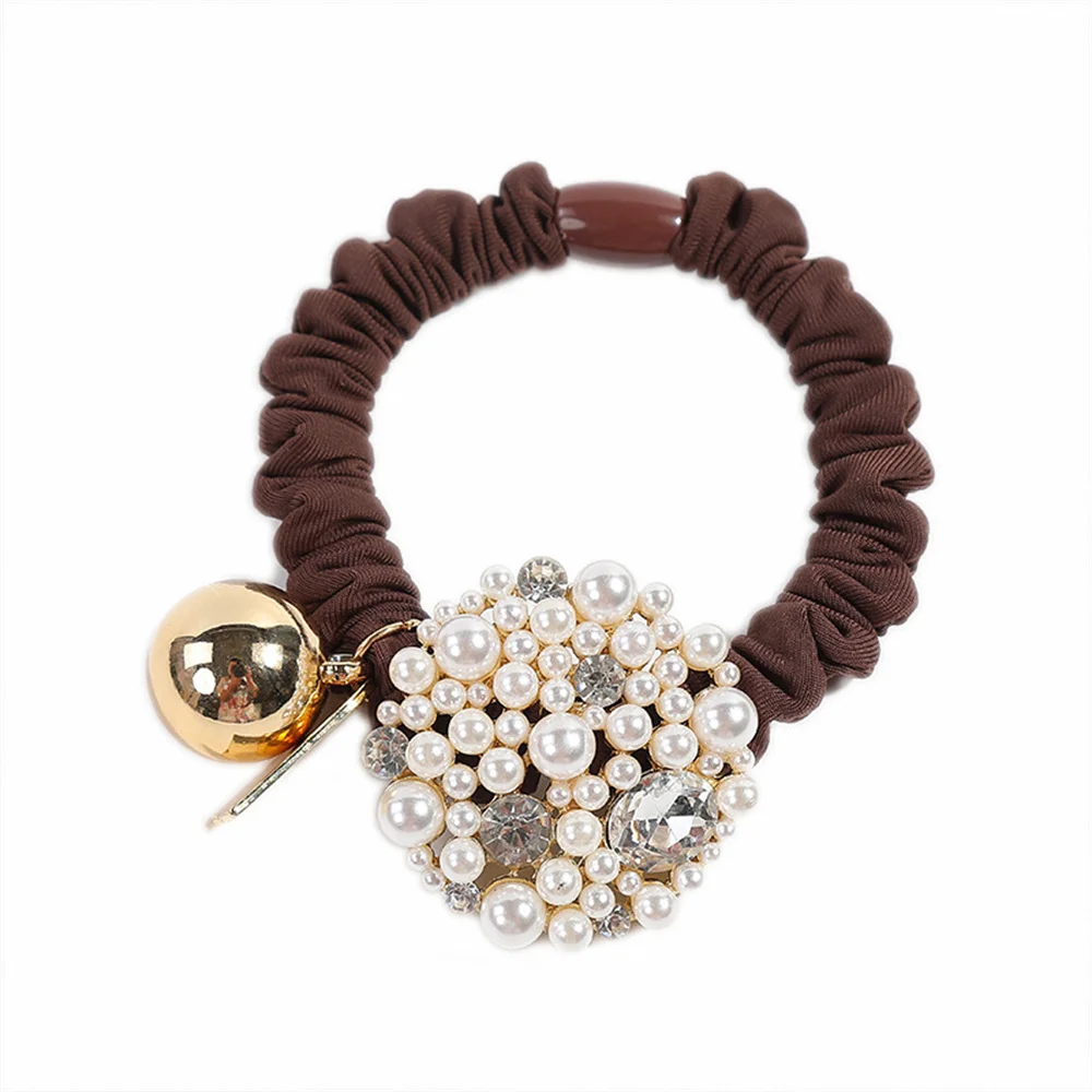 Резинки для волос девочек женщин с жемчужным бантом блестящие высокоэластичные