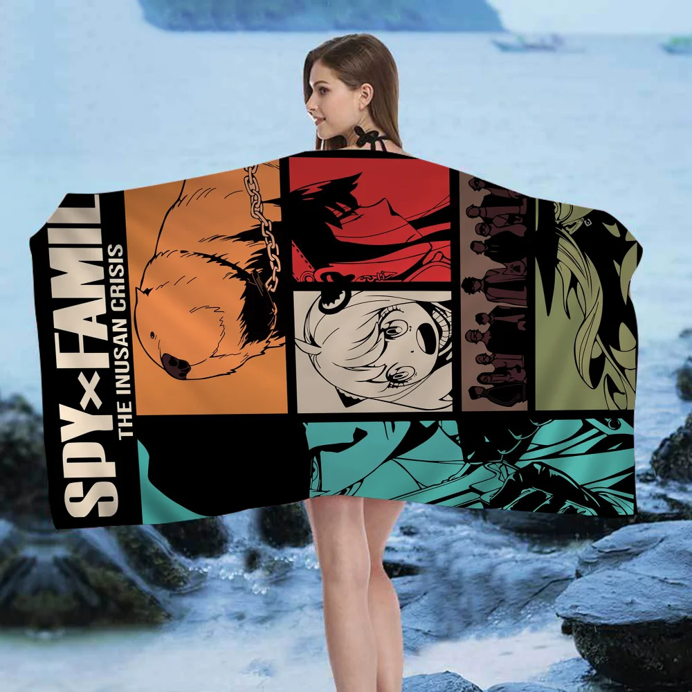 Пляжное полотенце из микрофибры быстросохнущее мягкое аниме-полотенце для семьи