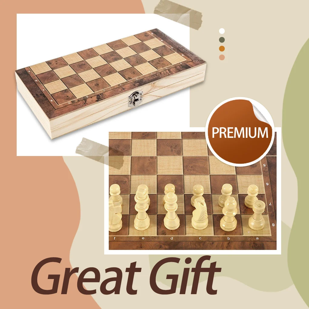Деревянная модель складные шахматы детская игра для малышей 29x29 см