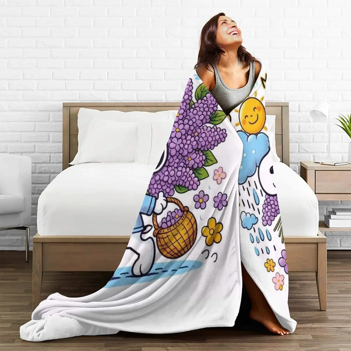 Snoppy Good Morning Одеяла Мягкое плюшевое одеяло с принтом для спальни Декоративное