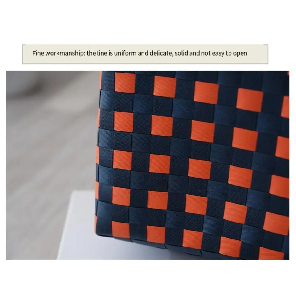 Красочная тканая большая сумка из ПВХ вместительная лоскутная полосатая корзина