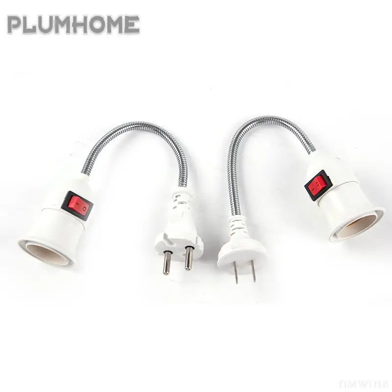 

EU US Plug Socket With Switch E27 Flexible E27 Light Lamp Base Extender Bulb Adapter Converter Extension Light Holder Converter