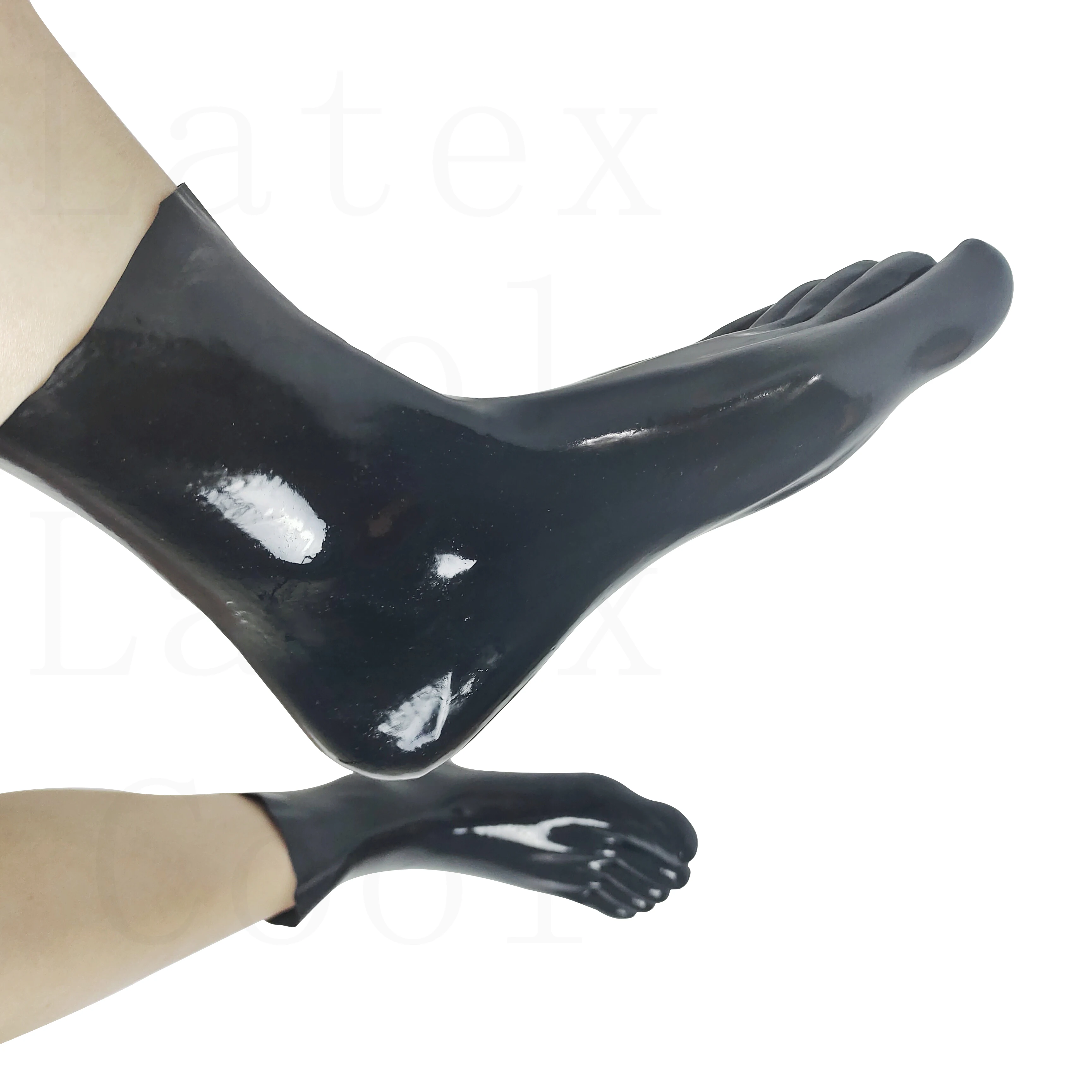 

100% латексные резиновые черные короткие носки с пятью пальцами Размер S-XL 0,4 мм Gummi