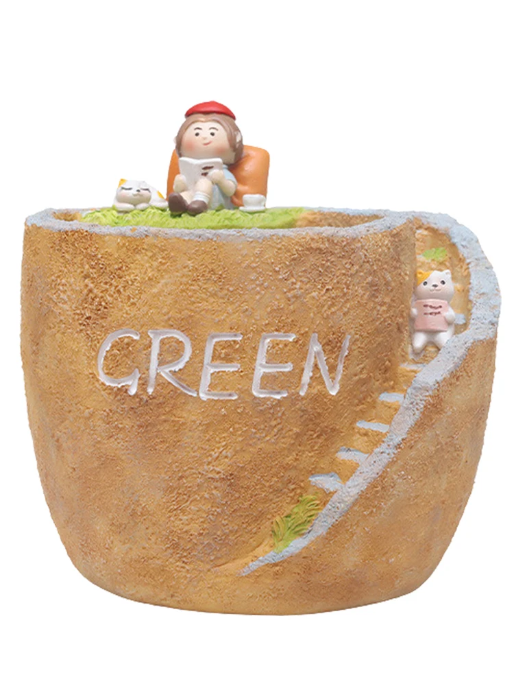 

Pastoral Animal Planters Resin Plants Flower Pots With Cartoon Character And Brush Pots Ornaments For Succulent Plants Pot