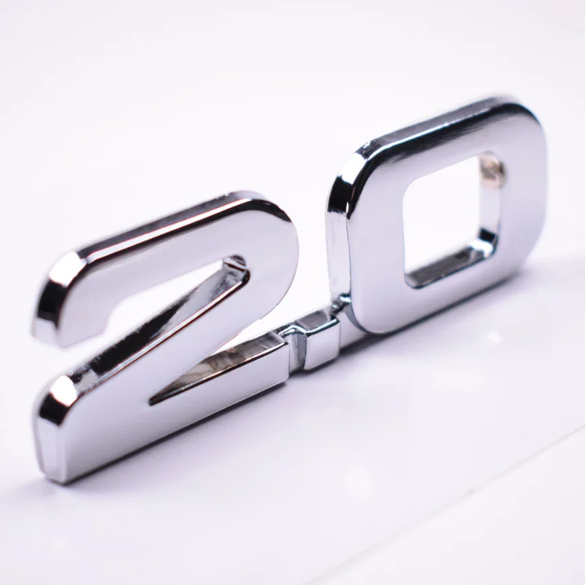 

Металлический Серебряный 3D 2,0 2,0 T Эмблема багажника автомобиля значок-наклейка для BMW Audi Ford Toyota Volkswagen и т. д. автостайлинг