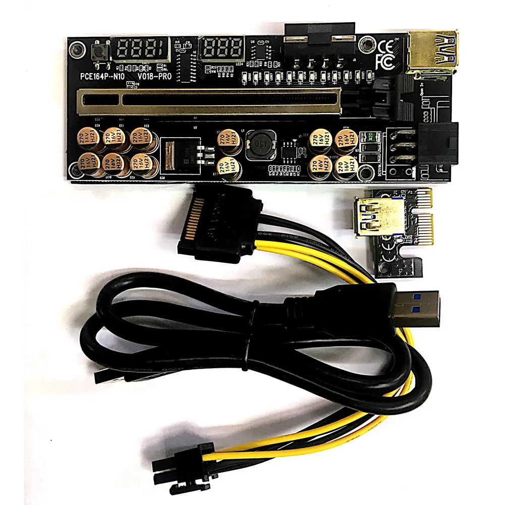 

Плата расширения VER018 PRO PCI-E, кабель USB 3,0, кабель 018 PLUS, PCI Express, 1X до 16X, адаптер PCIe для майнинга BTC (черный)