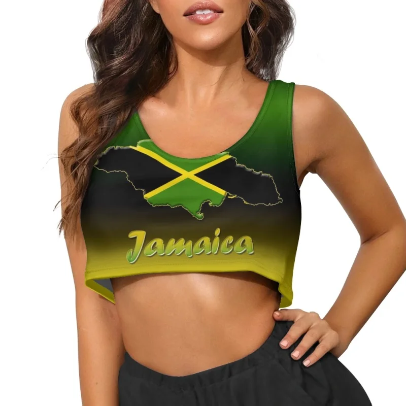 

Fashion Jamaican Flag Print Lady Crop Tops Casual Tube Top for Women Drop Ship Sleeveless Female Sports Camisole ropa de mujer