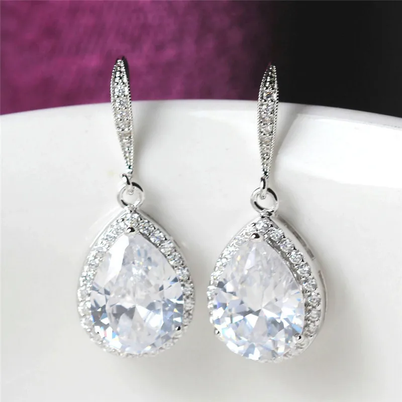 

Ne'w Luxury Dangle Earrings for Women Pear Shape Cubic Zirconia Elegant Female Accessories High Quality Trendy Wedding Jewelry