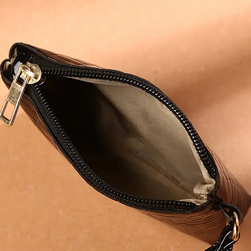 Женский мини-кошелек на молнии с крокодиловым узором однотонная сумка из