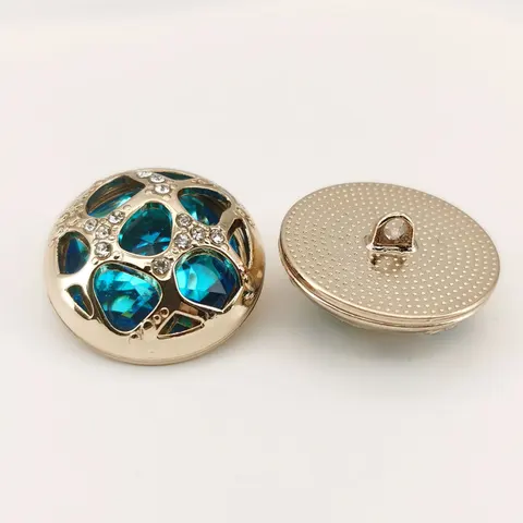 6 шт. синие металлические пуговицы с камнями DENGWEIS