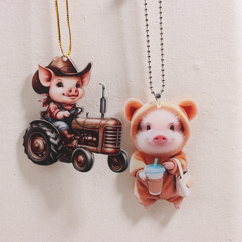 Мультяшные украшения в виде Свинки панды 2D животные акриловый автомобильный