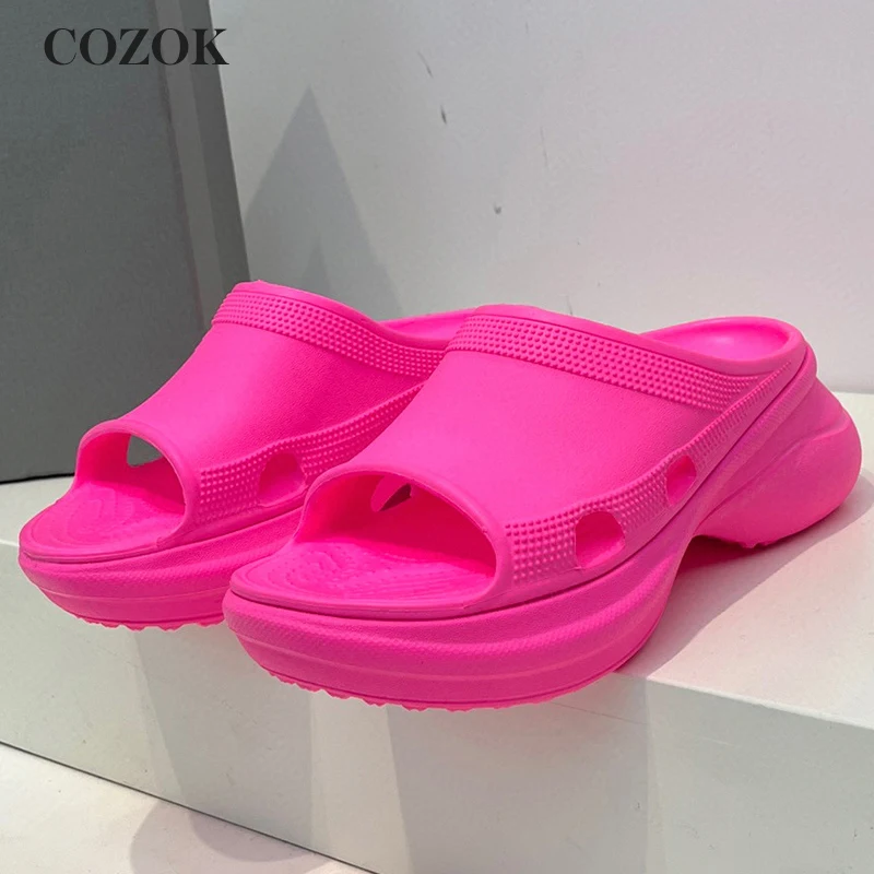 

Женские шлепанцы из ЭВА, сандалии на платформе, удобные воздухопроницаемые летние пляжные праздничные тапочки, 2023