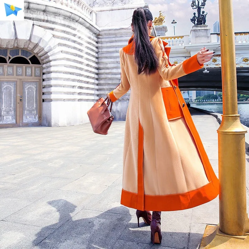 Новинка Осень-зима 2022 цветное контрастное пальто женское плюшевое средней длины