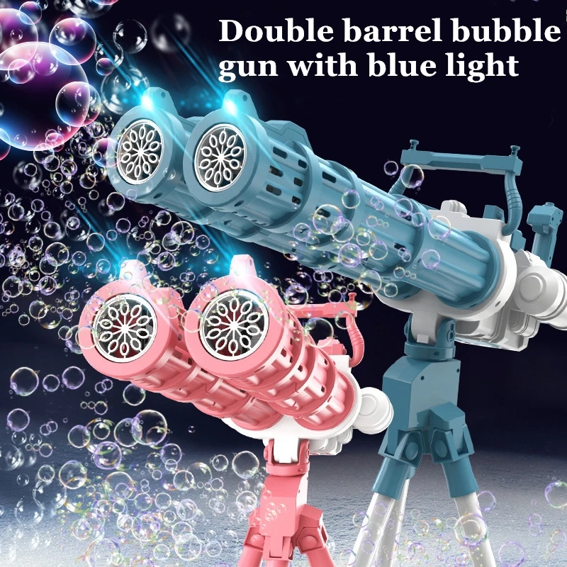 

Automatic Double-tube Bubbles Machine Bubble Gun Rocket Outdoor Blowing Bubble Toys for Kids Water Pomperos Childrens Day Gifts
