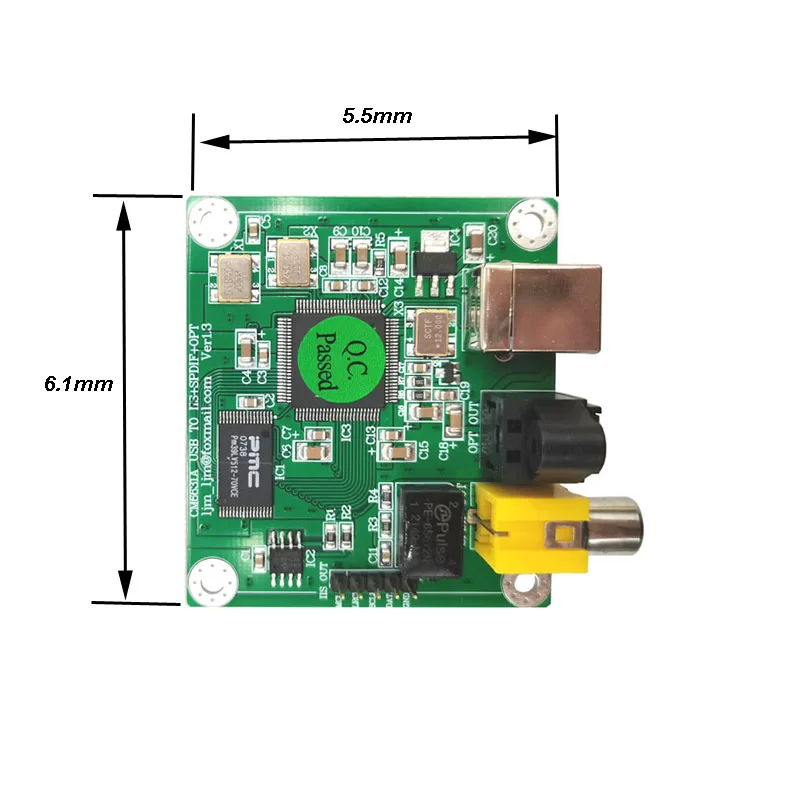 LUSYA Новый CM6631A USB к коаксиальному оптическому волокну SPDIF I2S конвертер ЦАП 24 бит 192
