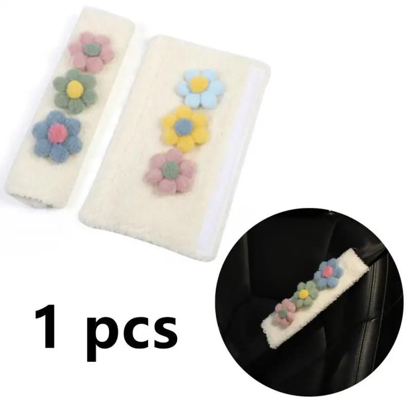 

Plush Auto Seat Belt Covers Car Seat Belt Shoulder Pad Durable Soft Small Fresh Flower Shoulder Cover Auto Interior Accessories