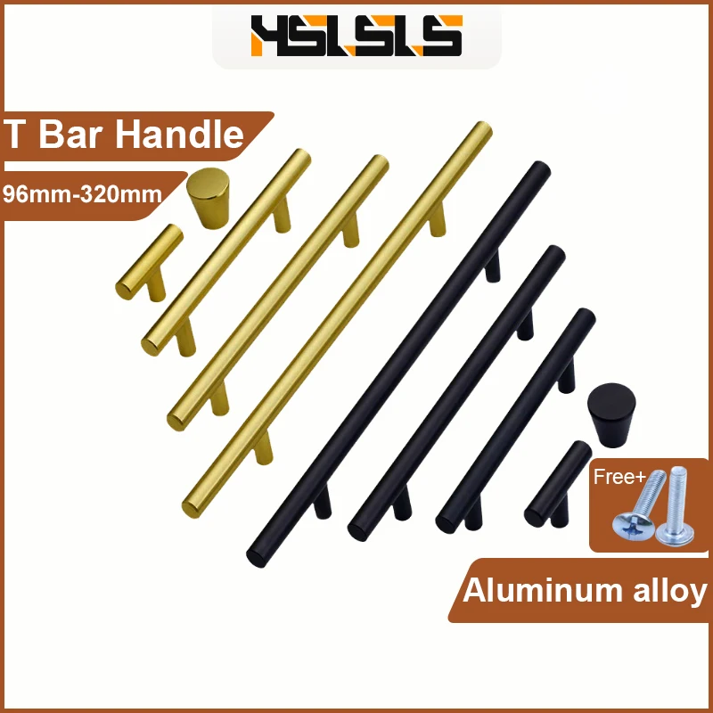 

HSLSLS Kitchen Cabinet Furniture Handle 128mm Cupboard Door Golden Knob For Cabinets And Arawers Wardrobe Aluminum Alloy Handles