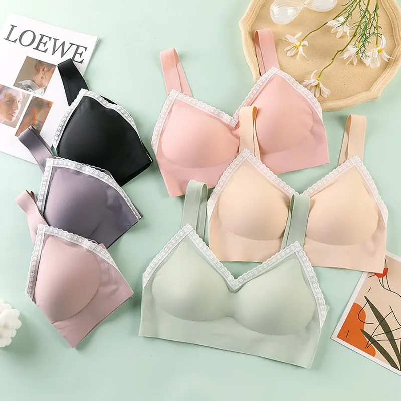

Sexy Women Bras Push Up Gather Bralette Seamless Bra Wire Free Soutien Gorge Femme Comfort Underwear Solid Color Vest Brassiere