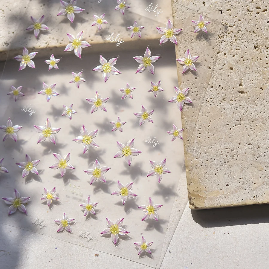 1 шт. 3D наклейки для ногтей с изображением гибискуса белые розовые цветочные