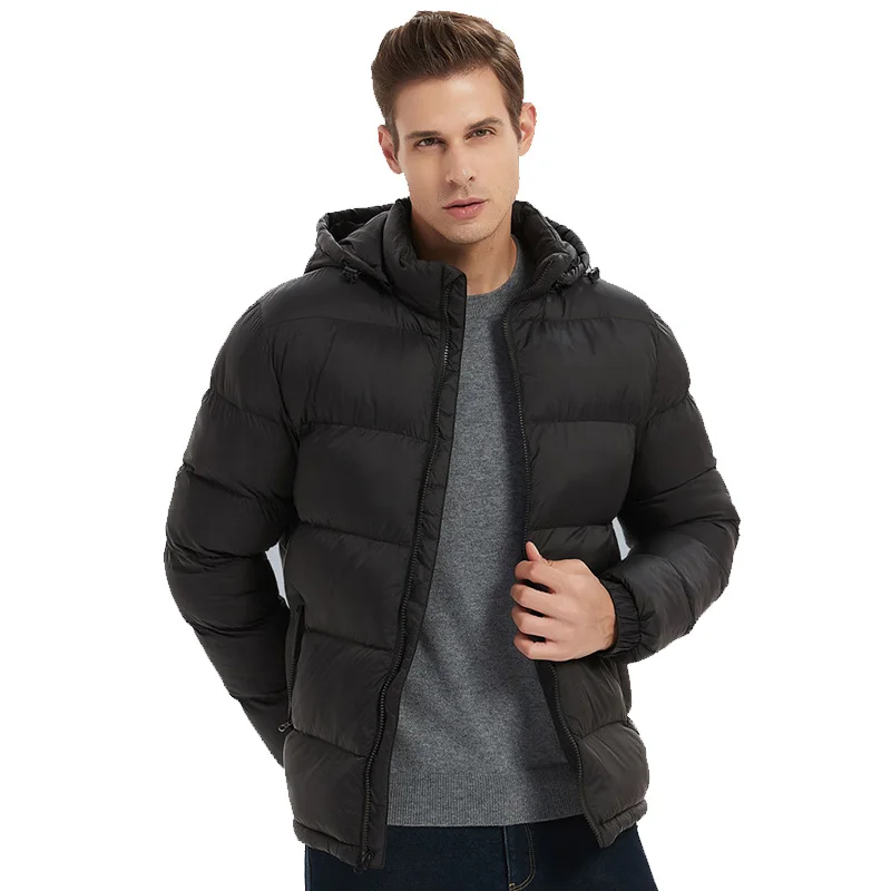 New Hooded Parkas Jacket for Men Winter Thickened Warmth Coat Zipper Large Size Outerwear Hat Detachable Chamarras Para Hombre
