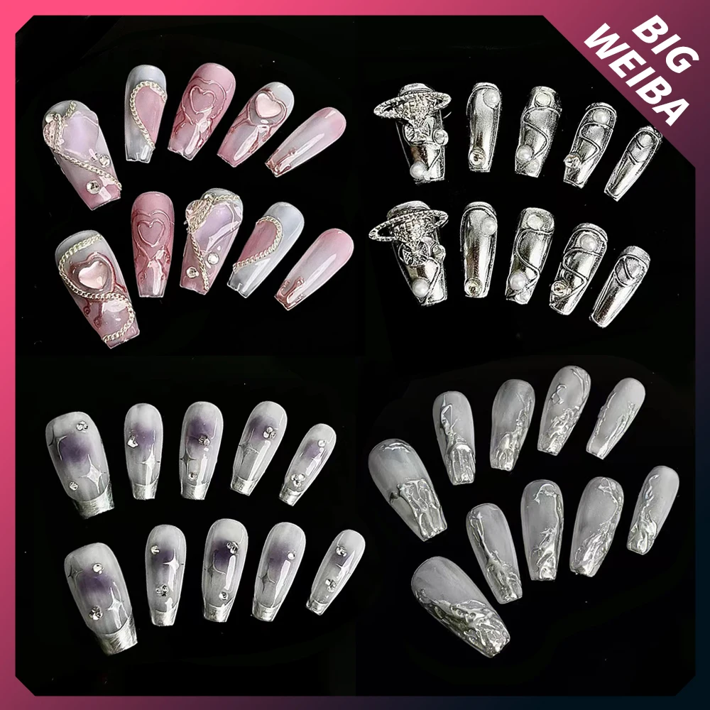 

Новая индивидуальная Мода Косплей вечеринка металлик крутой высококлассный съемный накладной ноготь накладные ногти наконечники подарок ...