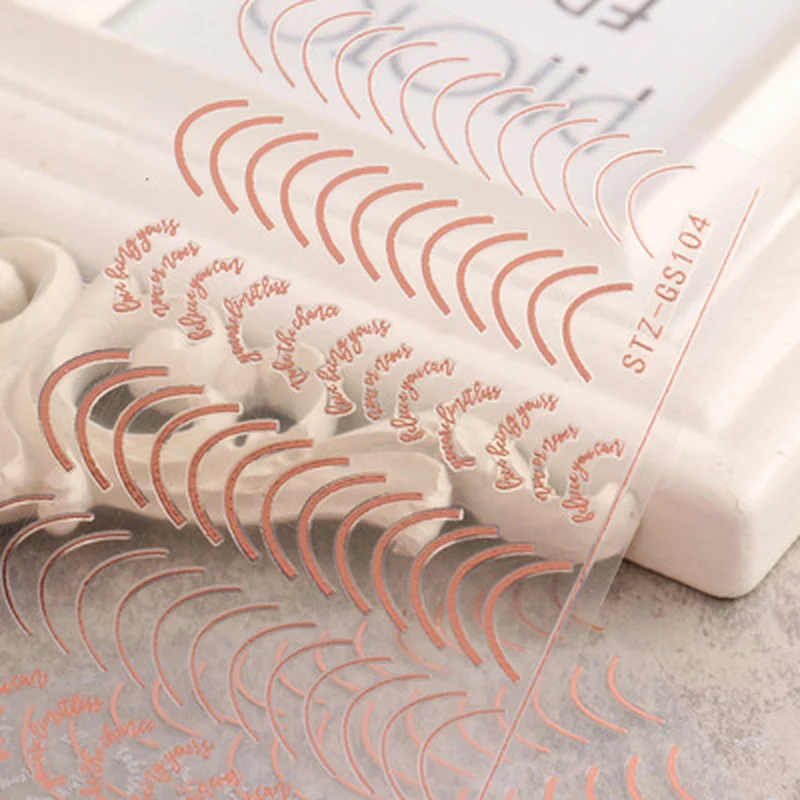 

New Gold Striping Tape Nail Design Stripe Lines Geometry 3D Slider for Nails Gel Polish Sticker Decals for Manicure