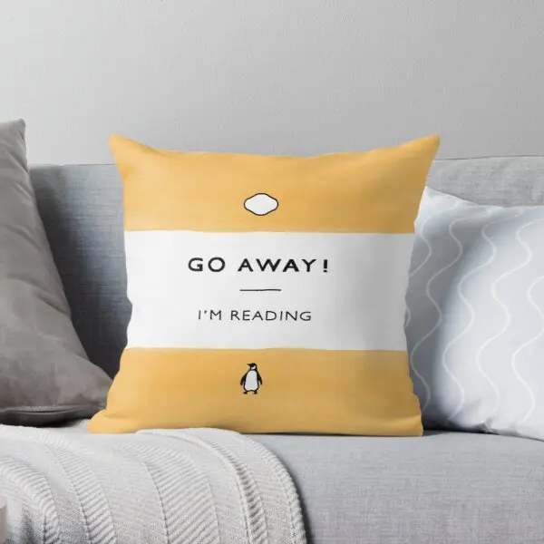 

Go Away I'M Reading Penguin Classic B Printing Throw Pillow Cover Polyester Peach Skin Decorative Bedroom Pillows not include