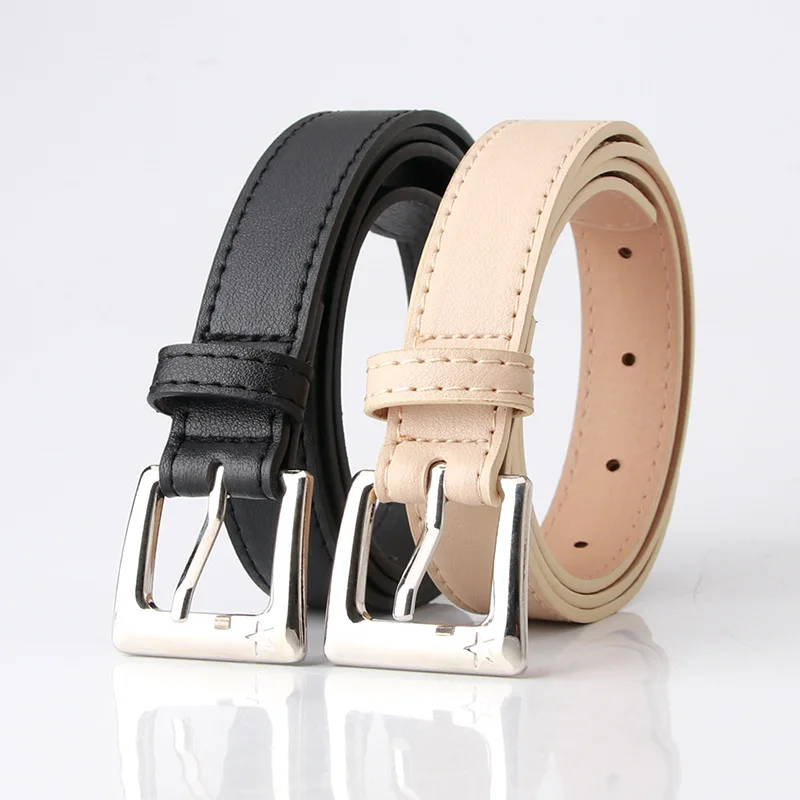 

Women Belts New PU Leather Simple Metal Buckle Belt Girls Dress Jean Pants Waistband Belts for Lady Luxury Designer Brand
