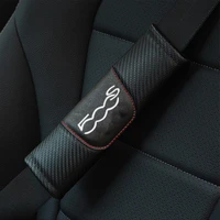 2pcs carbon fiber leather car seat belt cover cushion for fiat 500s shoulder protection pad car decor accessories interior