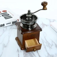 coffee bean grinder coffee maker coffee spice burr mill wooden metal design retro mini manual coffee grinder handmade maschine