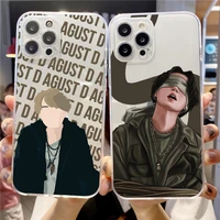agust d suga kpop styles clear transparent phone case for iphone 11 12 13 mini pro xs max 8 7 6 6s plus x se xr