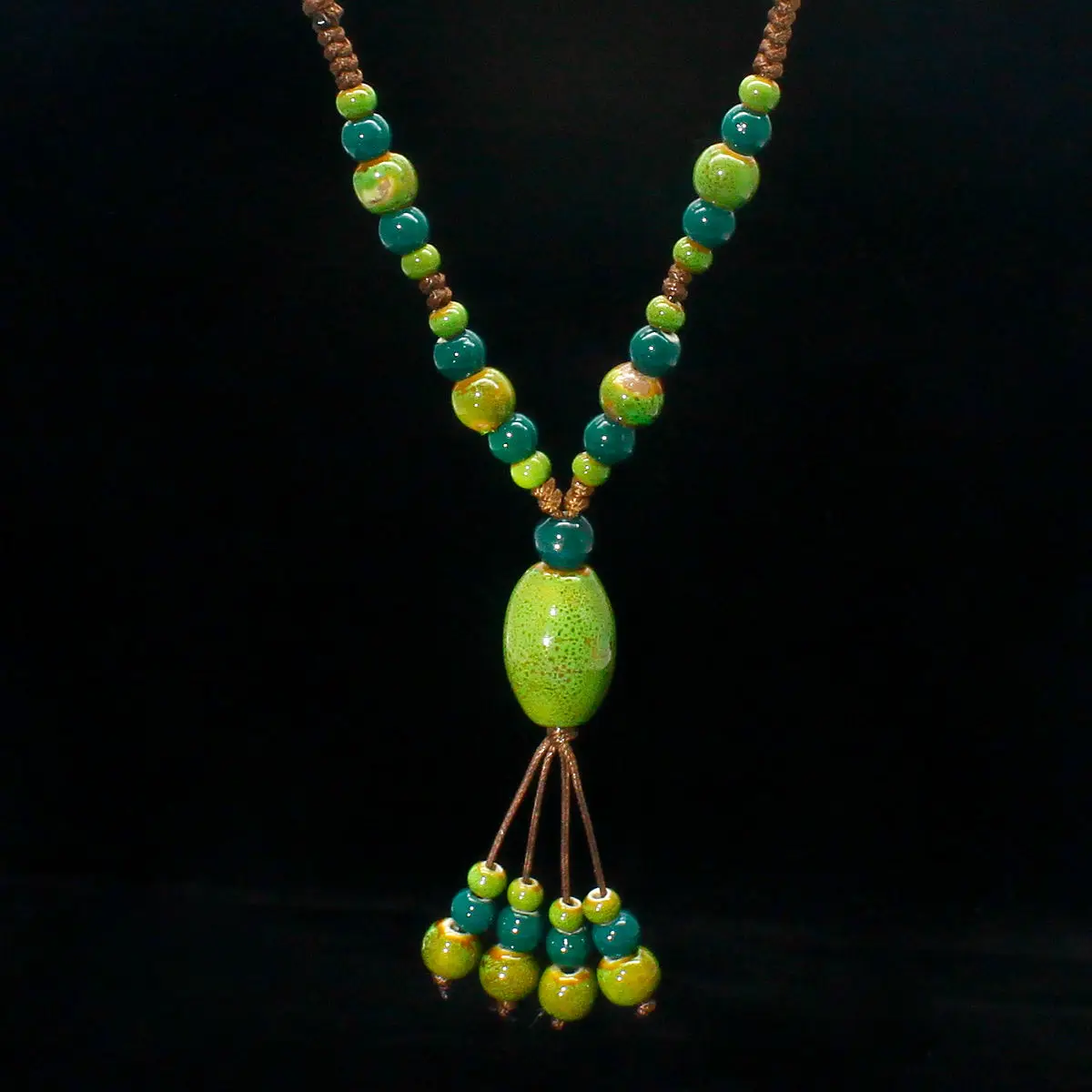 Новое ожерелье в китайском стиле из стекла этническом сверхдлинное регулируемое