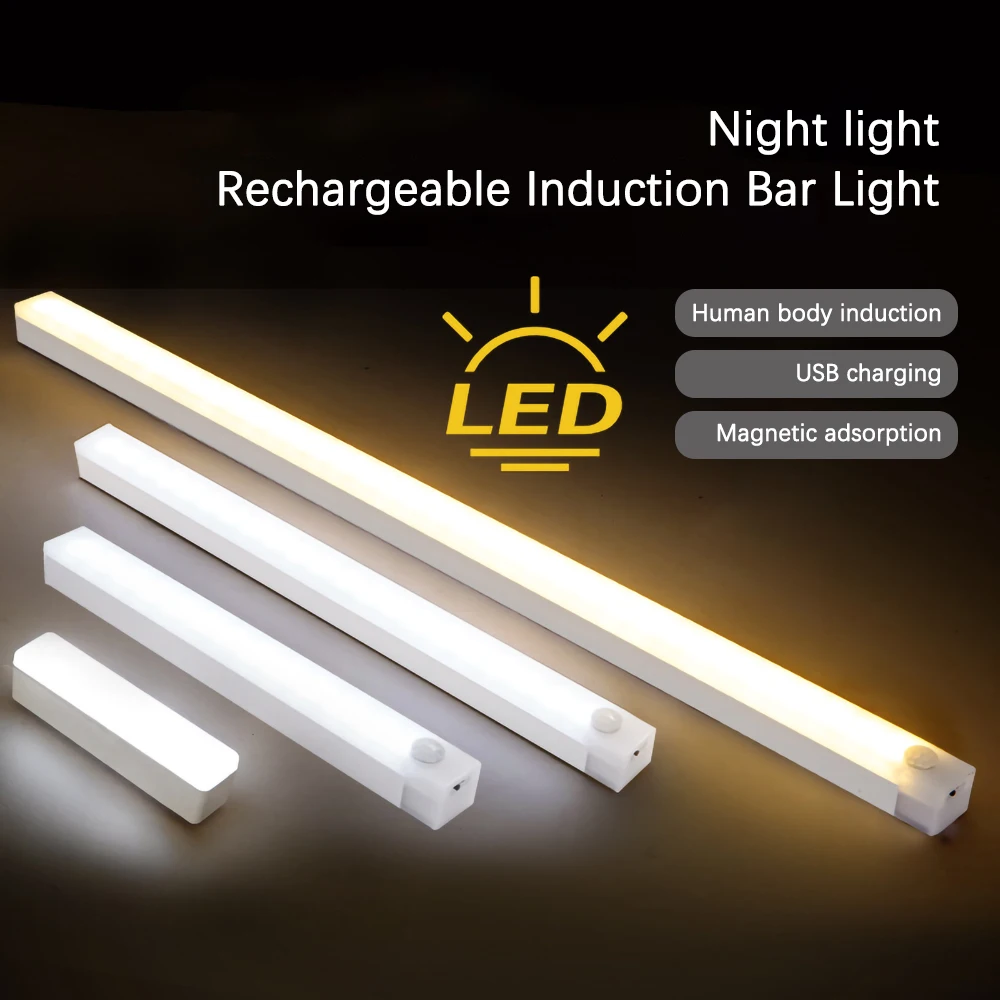Motion Sensor Led Bar strip lights Night Light power bank Rechargeable Night Lamp Kitchen Cabinet Lamp home appliance room decor