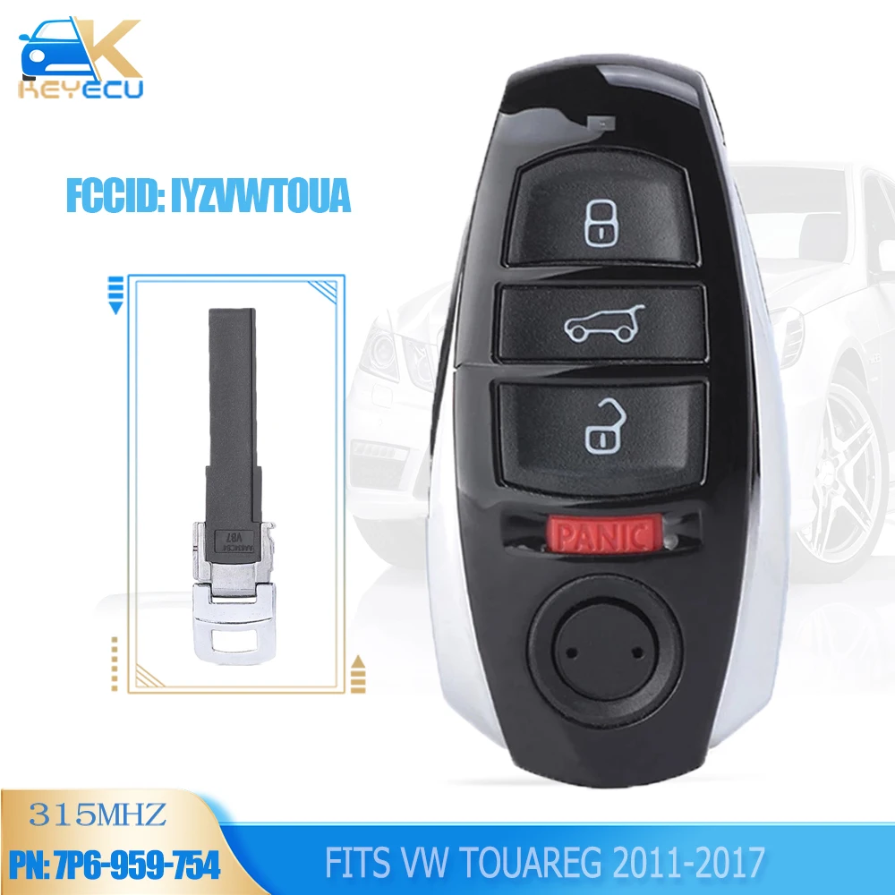 

KEYECU IYZVWTOUA 315MHz/433MHz/868MHZ Smart Remote Key Fob for VW Volkswagen Touareg 2011 2012 2013 2014 2015 2016 2017 2018