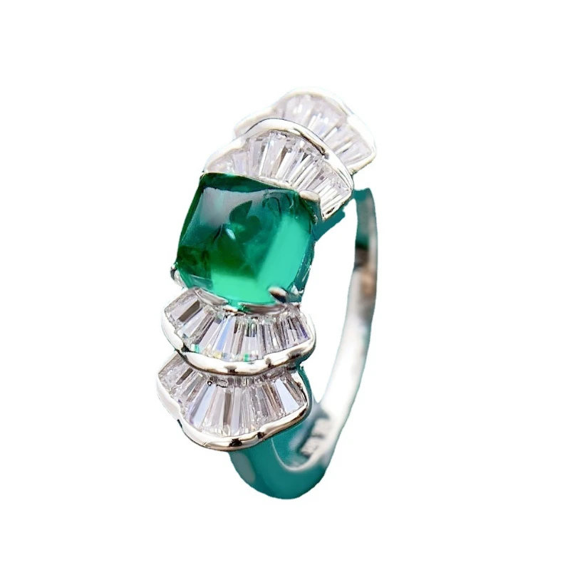 

Женское кольцо из серебра 100% пробы, с изумрудом