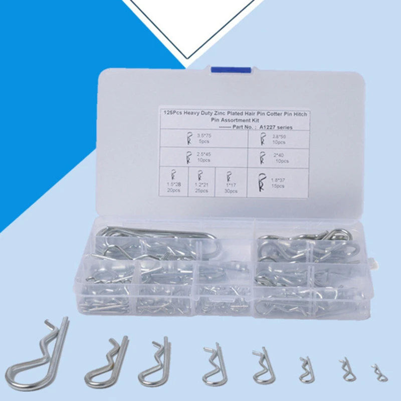 

100 шт. Пружинный штифт R типа M1 M1.2 M1.5 M1.8 M2 M2.5 Автомобильный сверхмощный разъемный зажим для волос Зажим для волос Трактор с ящиком для хранения