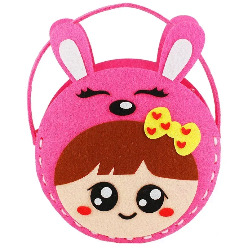 

Non-Woven Fabric DIY Carrying Handbag Kids Craft Toy Adhesive Production Material Handmade Bag Cartoon Animal Children Bags