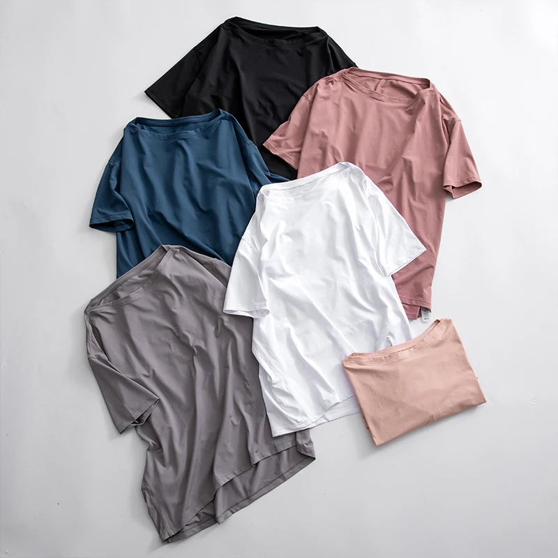 Lulu Loose Yoga Tops Sports Shirts Woman Short Sleeve T-shirt for Fitness Gym Wear Workout Clothing Sportswear Ladies