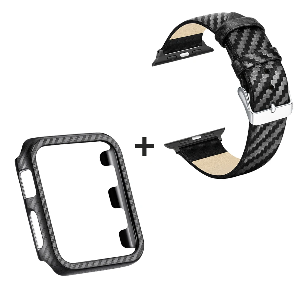 Ремешок из углеродного волокна для Apple Watch Series браслет наручных часов и бампер 45