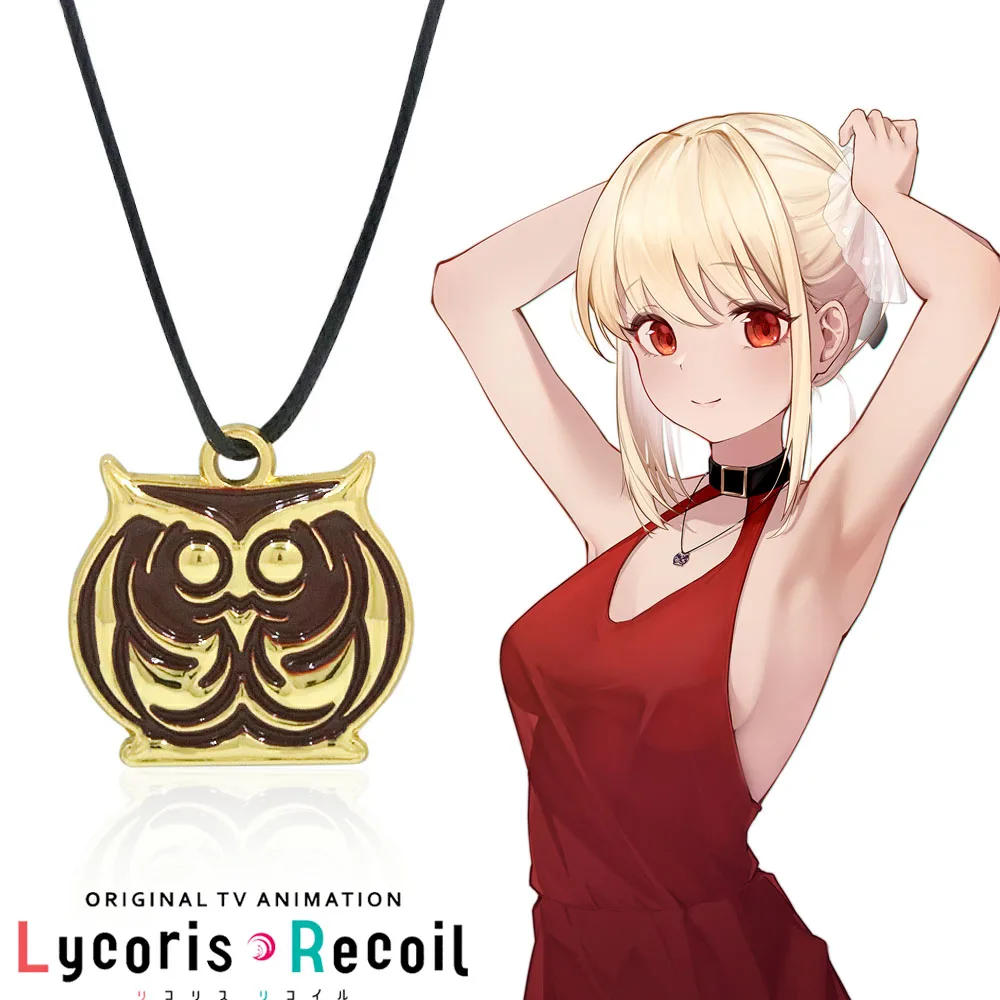 

Anime Lycoris Recoil Necklace Chisato Nishikigi Owl Pendant Chisato Inoue Takina Enamel Badge Accessories Rope Chain Necklace