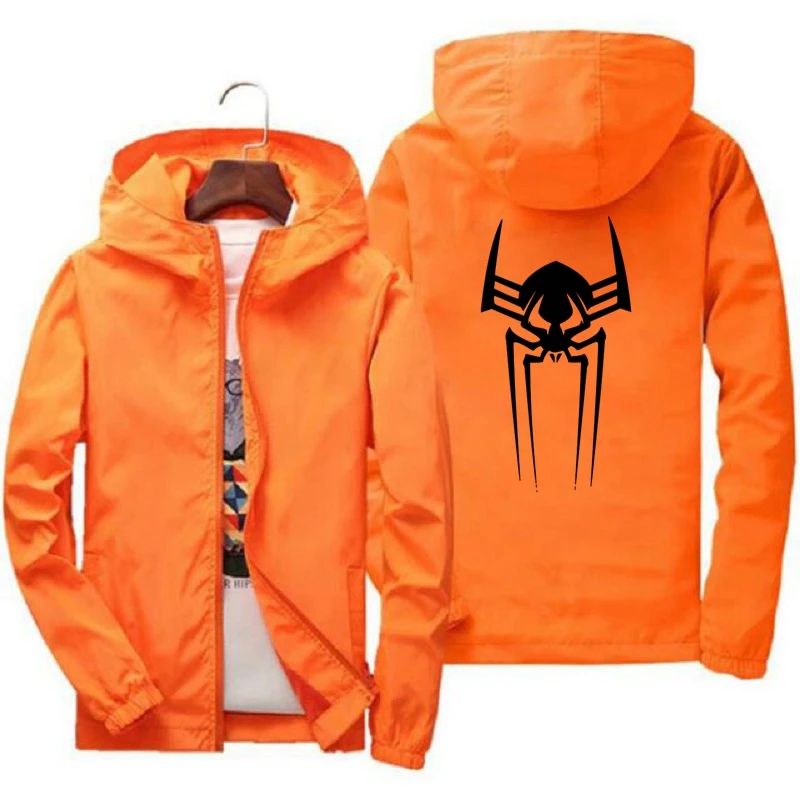Мужская осенняя куртка-бомбер с принтом паука водонепроницаемая ветровка