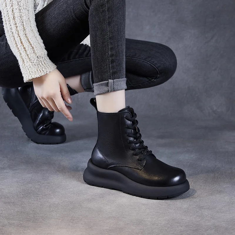 DRKANOL качественные женские ботинки из натуральной кожи 2024 ботильоны на платформе