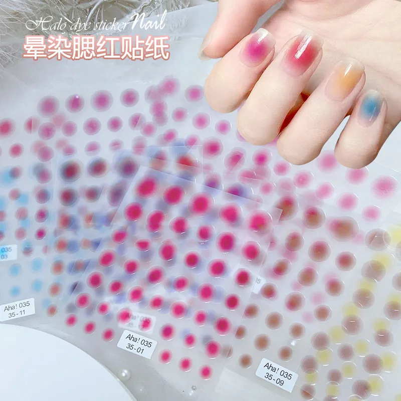 

1 Sheet Gradient Translucent Blush Nail Sticker Self Adhesive Slider Nail Wraps Powder Blusher Nail Decals Manicure Accessories